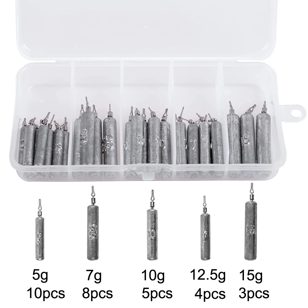 

30Pcs/Box 5g 7g 10g 12.5g 15g Wacky Rig Weights Set Drop Shot Sinker Weights Bass Fishing Tackle Tools Accessories