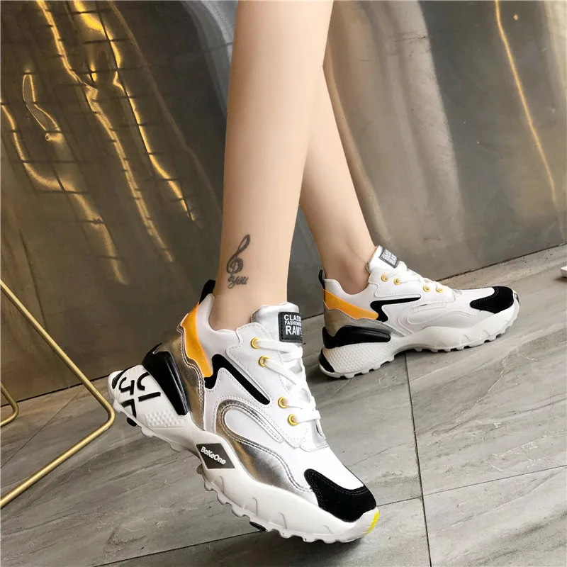 Female Vulcanized Shoes Women Spring Breathable Round Head Sports Shoes Woman Mesh Running Shoes Ladies Casual Sneakers New