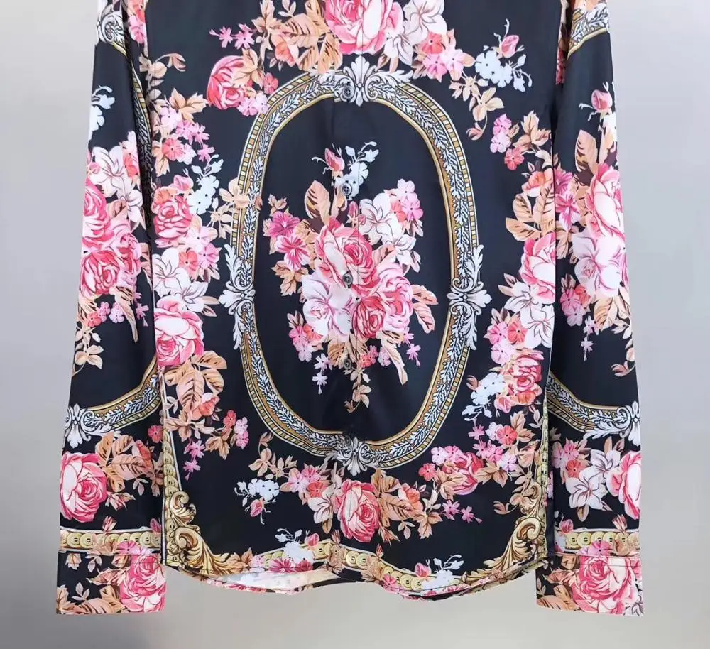 DUYOU для мужчин 100% хлопковая рубашка королевский Цветочный принт с длинным