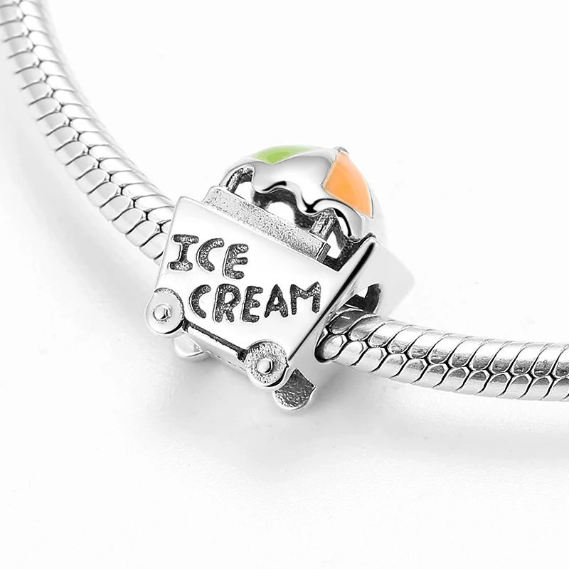 Fashion 925 Sterling Silver Ice cream dessert cart Fine Beads Accessories fit Original LYNACCS Charm Bracelet DIY Jewerly Making | Украшения