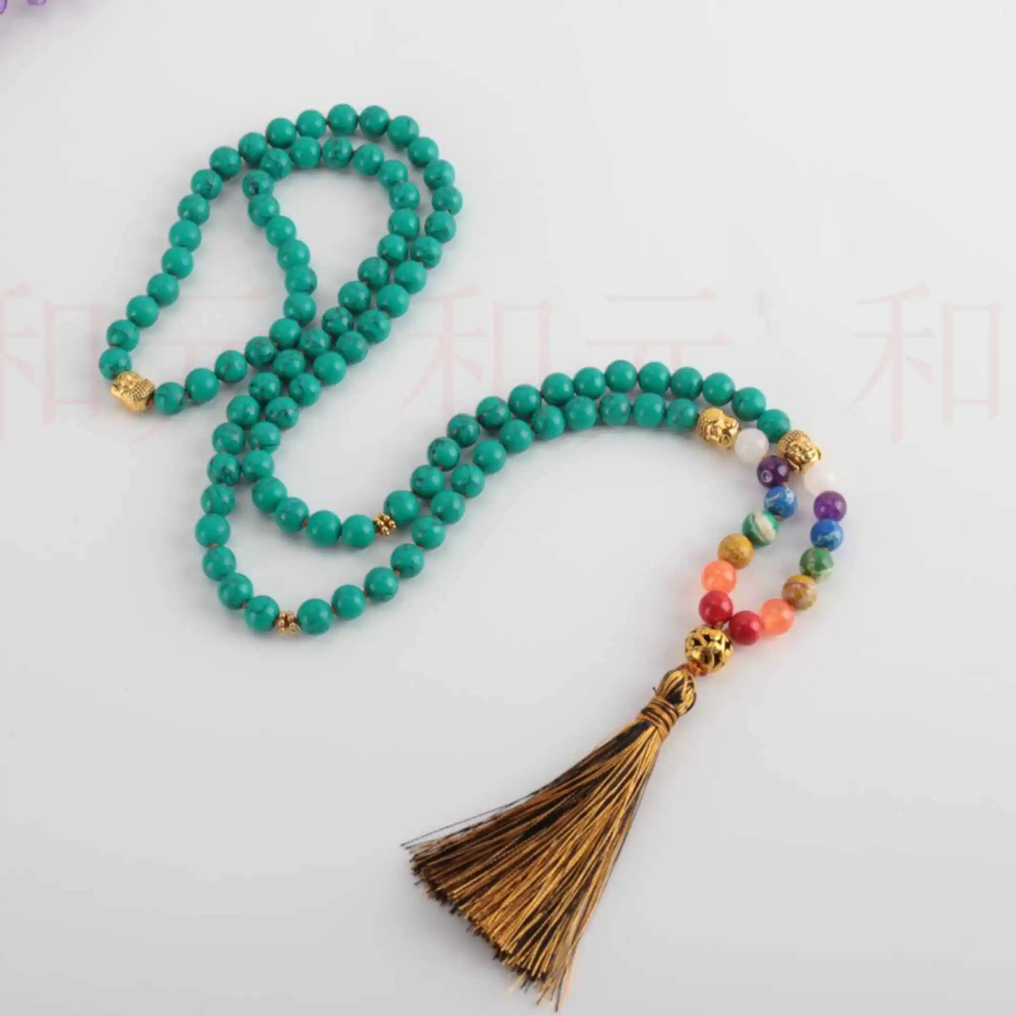 

8mm 108 knot 7 chakra turquoise gemstone beads necklace gift spread Diy Seven Chakras Blessing Chakra Gift Elegant Energy