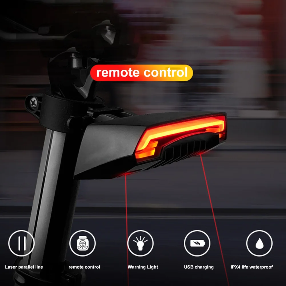 

Hot Sale Bike Tail Light with Turn Signals Wireless Remote Control Waterproof Bicycle Taillight USB Rechargeable Ultra Bright