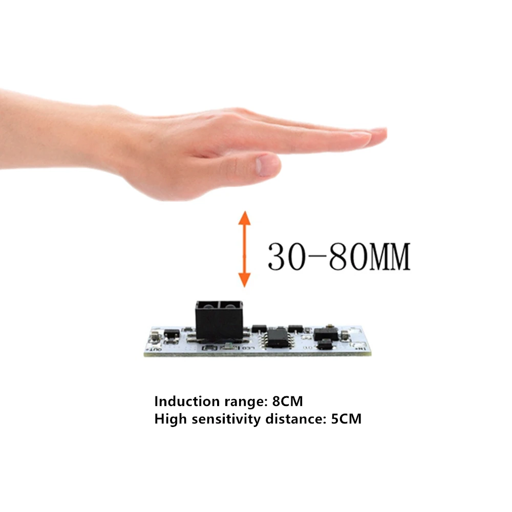 ANMBEST 2PCS Sweep Hand Sensor Module Short Distance Scan Sensor Switch Board for 5V 12V 24V 72W 3A Cabinet Lamp Wardrobe LED Lights 