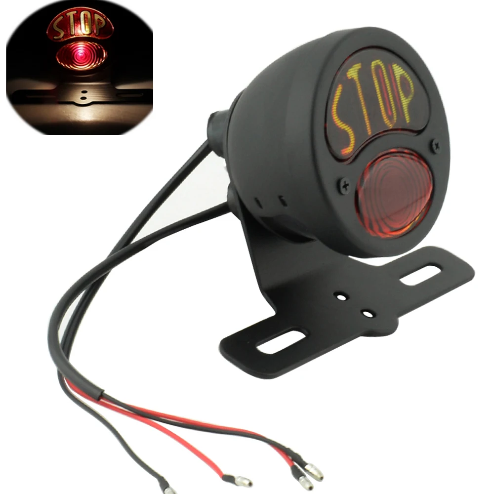 Стоп-сигнал для мотоцикла Harley Bobber Chopper стоп-сигнал в металлическом корпусе черном