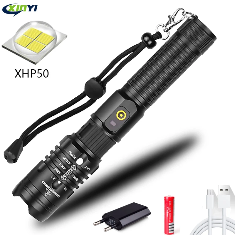 Мощный светодиодный фонарик XHP50 600 лм с USB зарядкой и зумом фонарь lanter аккумулятор