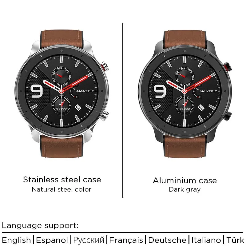 Глобальная версия Amazfit GTR 47 мм Смарт-часы 5ATM Водонепроницаемый Smartwatch 24 дней