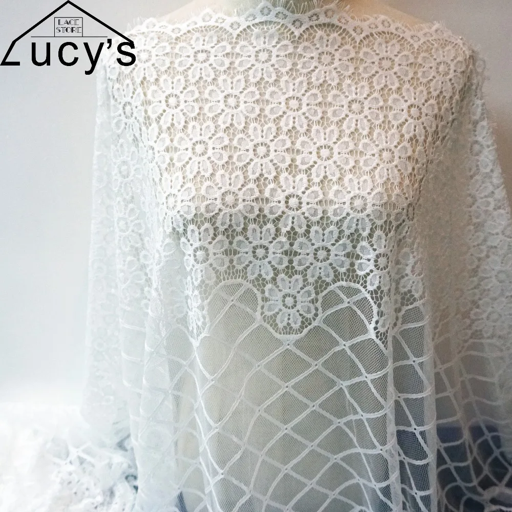

NEW arrival girls dress tissues High quality! Girls clothing idy lace material 1.5x3 meters/Piece Flowers eyelash lace fabric