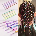 Повязка на голову для девочек, Длинные эластичные спиральные повязки для волос с цветными кристаллами, Радужный цвет, украшение для волос, 6 шт.компл.