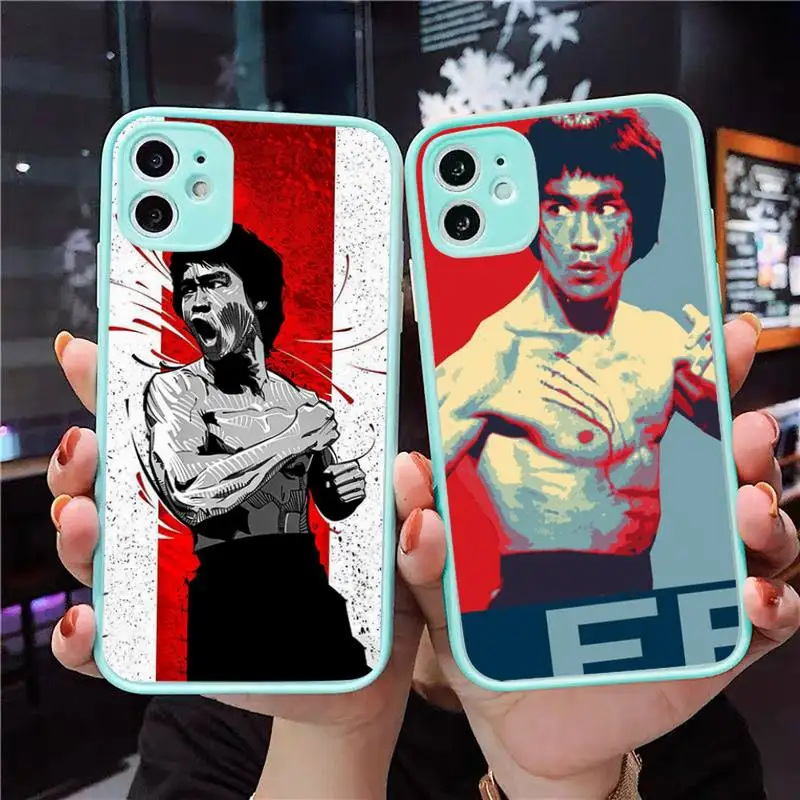 

Bruce Lee Chinese kung fu Phone Case Matte Transparent for iPhone 7 8 11 12 s mini pro X XS XR MAX Plus cover funda