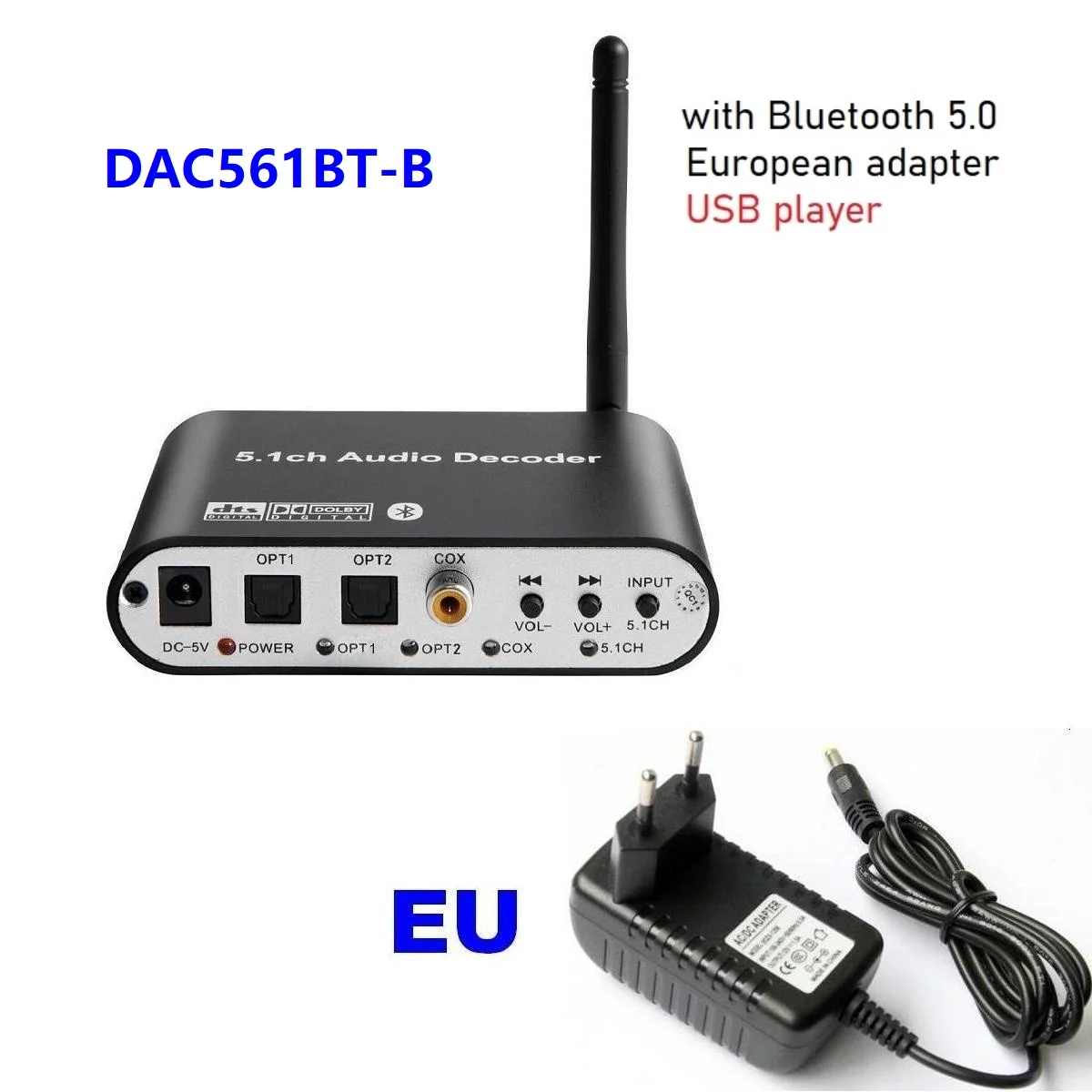Аудиодекодер 5.1CH Bluetooth 5 0 ресивер беспроводной аудио адаптер оптический