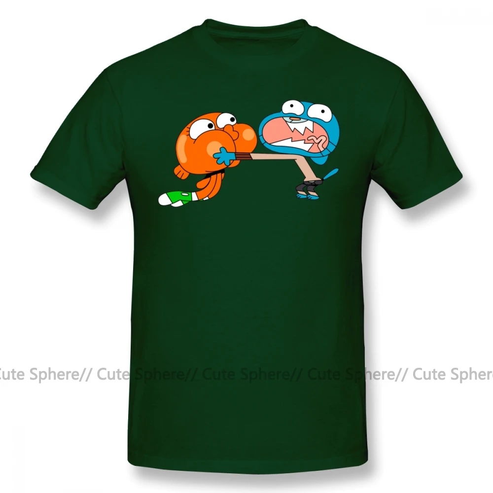 Gumball удивительный мир, футболка, удивительный мир, футболка с гамболом, графическая ХХХ футболка, потрясающая Хлопковая мужская футболка с коротким рукавом - Цвет: Dark Green