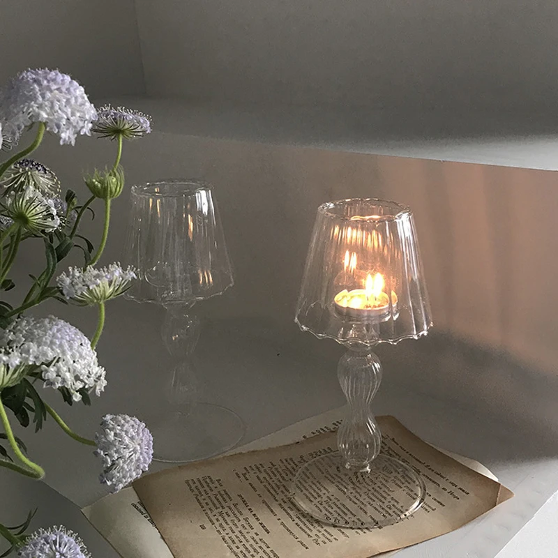 Ретро Настольная лампа в форме полосы стеклянный подсвечник романтическое