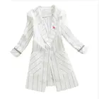 Женский блейзер с коротким рукавом, черный короткий приталенный пиджак в полоску, большие размеры, на лето, 2022