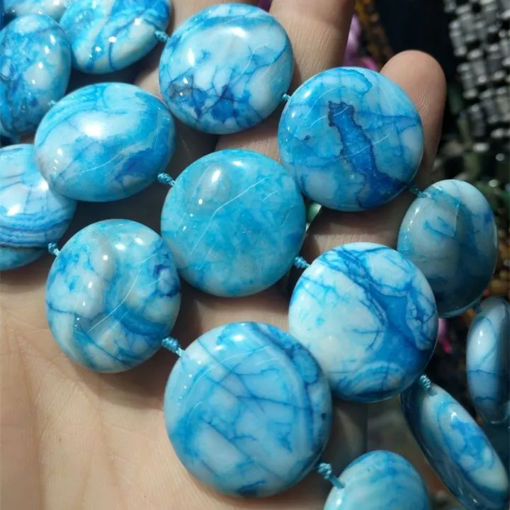 

15PCS Natre Semi Precious Stone Strings For Women Necklace Making Loose Beads Accessories Coin Shape Size 25mm Lovely Jewelry