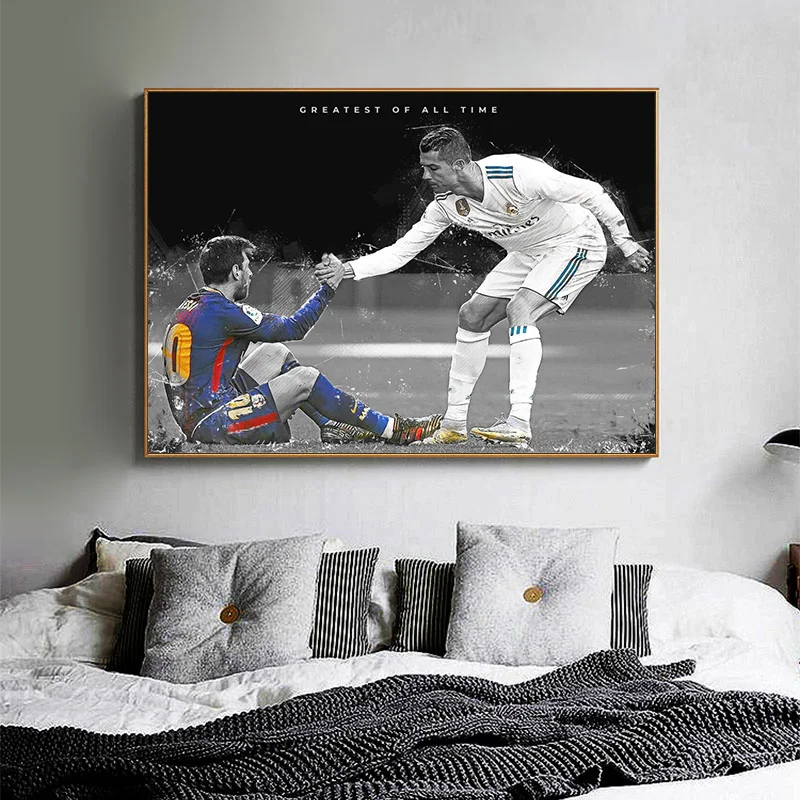 Портрет игрока в футбол звезда холст искусство декоративная живопись плакаты