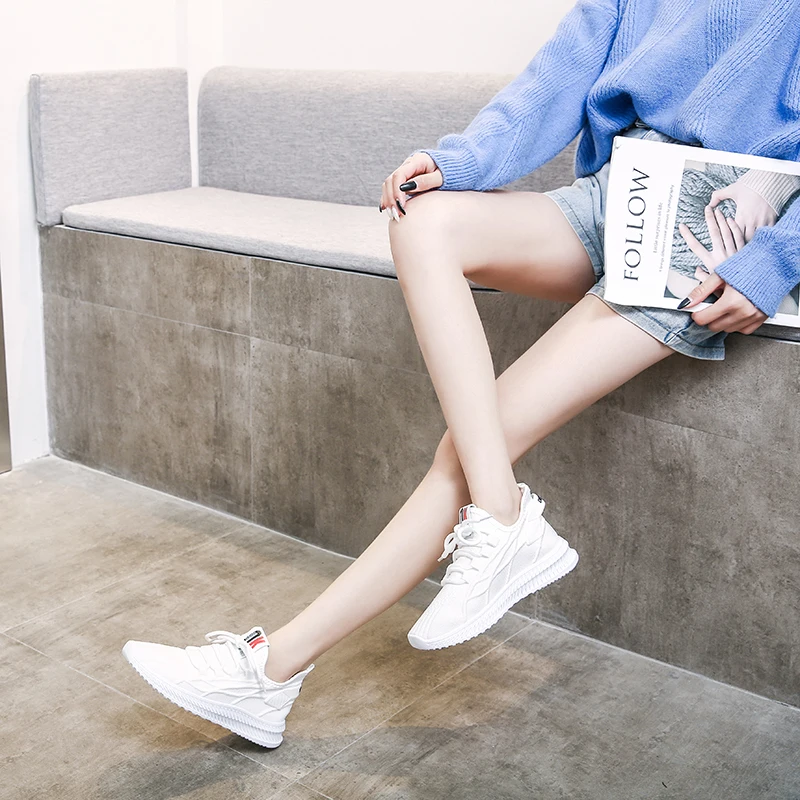 

Women's Vulcanized Shoes Running Shoe Flying Knit Upper Sneakers Outdoor Breathable Casual Pink Increase 4 cm Summer NEW Arrival
