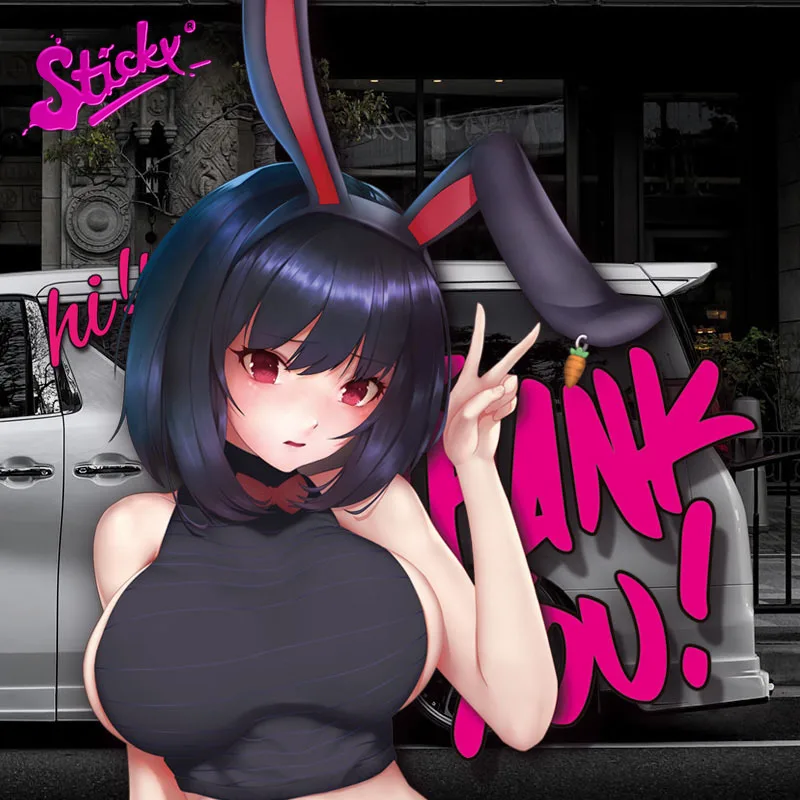

STICKY Bunny Girls Car Sticker Anime Vinyl Auto Decals Big Boobs Cute Lolita Door Bumper Motorcycle Decor Styling Accessories