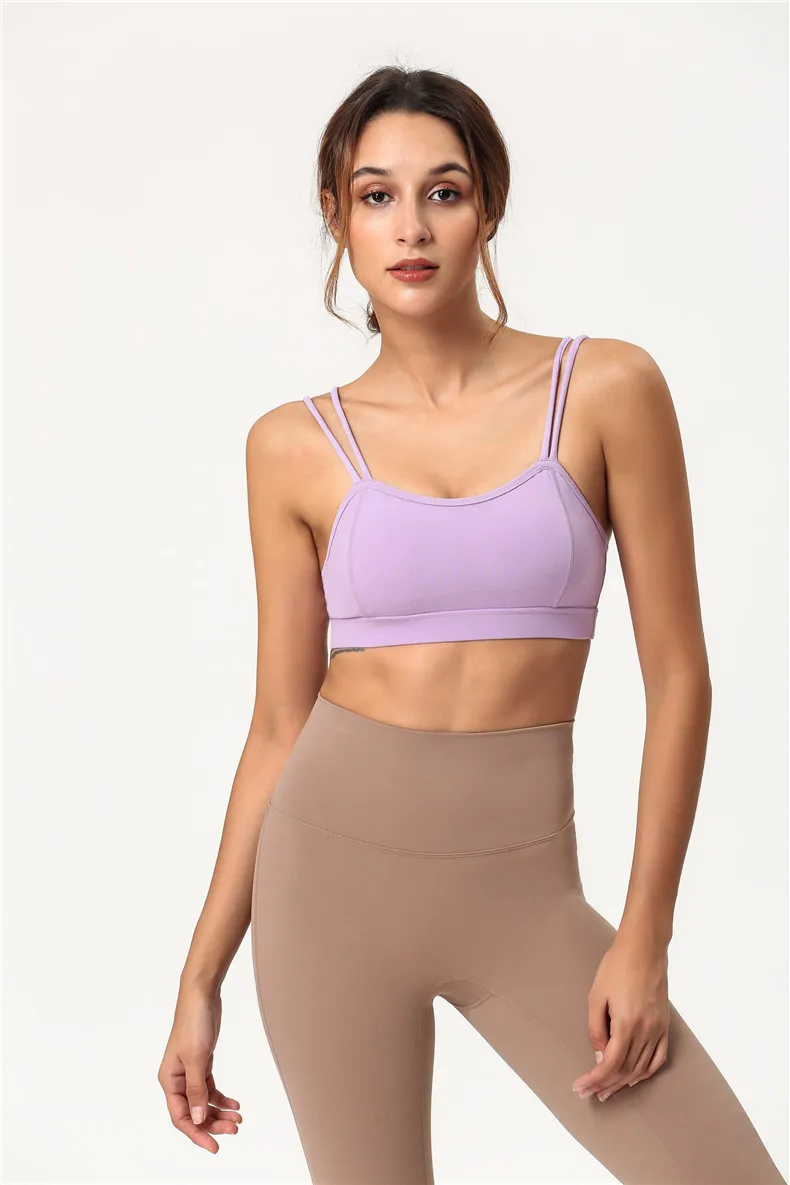 

Sports Underwear Women's Workout Bra Push-up Top with Chest Pad High Strength Women's Top Double-Shoulder Strap