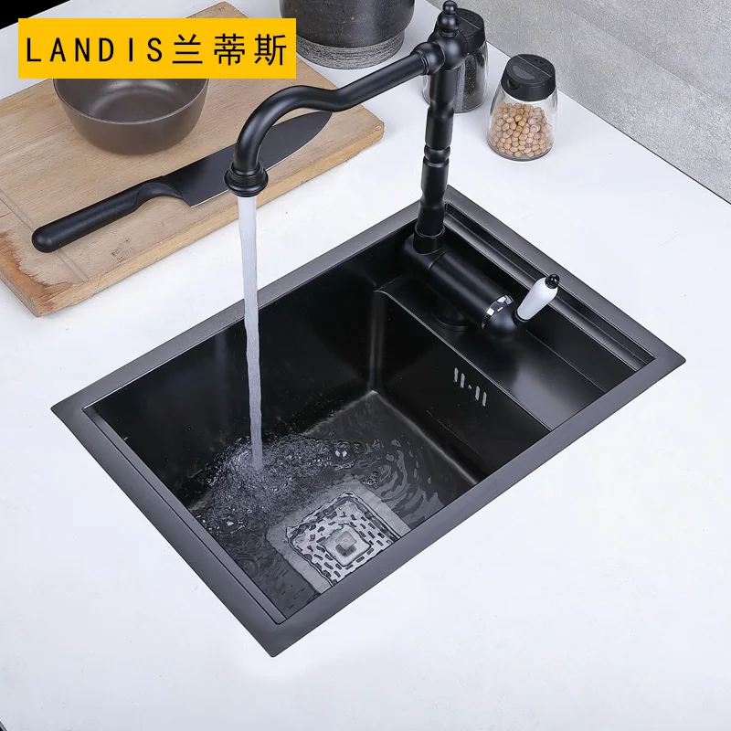 Невидимая Черная кухонная раковина из нержавеющей стали 304 одна Скрытая сливная