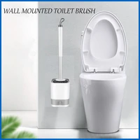 toilet brush wall mount soft silicone brush attached box hanging holder quick draining brush household bathroom cleaning tools