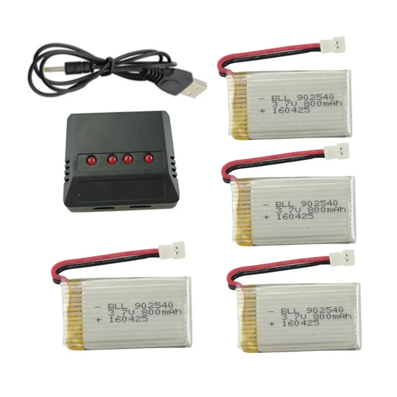 Аккумулятор 3 7 в 800 мАч 4 шт. + зарядное устройство USB для Syma X5C X5S X5SW X55 H5C обновленные