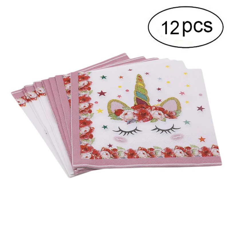 12 шт./компл. Единорог Бумага салфетка вечерние с бантом для свадебной церемонии