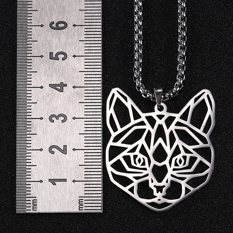 cat 1 Myshape 316L ювелирные изделия из нержавеющей стали кролик Тигр Леопард волк лиса кошка слеза Единорог из нержавеющей стали наземное животное ожерелье - Окраска металла: cat 1