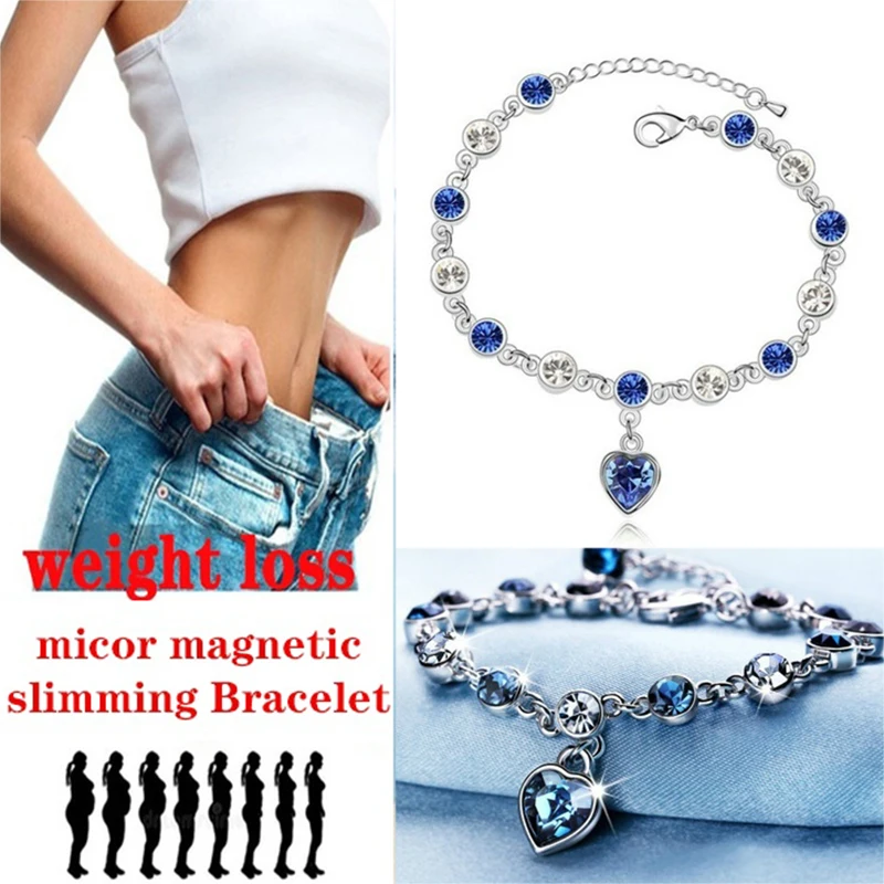 

Exquisite Shape Weight Loss Bracelet Pure Silver Blue Diamond Bracelet MagneticTherapy Slim Earrings Chakra Burning Fat Health
