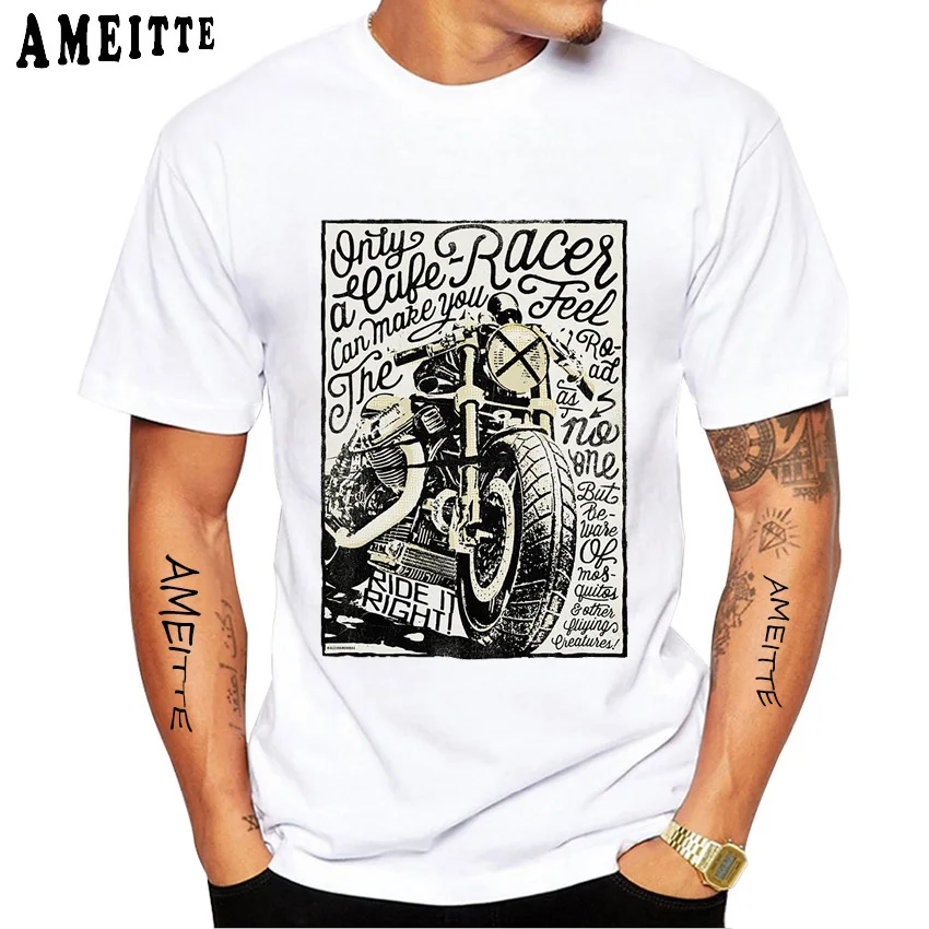 Винтажная забавная Классическая футболка для мотоциклистов новые мужские