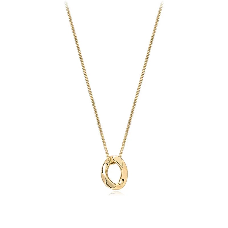 

Metal Sweater Chain Temperament Simple Oval Chain Golden Necklace Female Vintage Geometric Pendant Collar