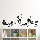 Милые черные наклейки на стену с кошками 6, виниловые Стикеры с кошками для девочек, домашний декор, милая кошка для гостиной, детской комнаты