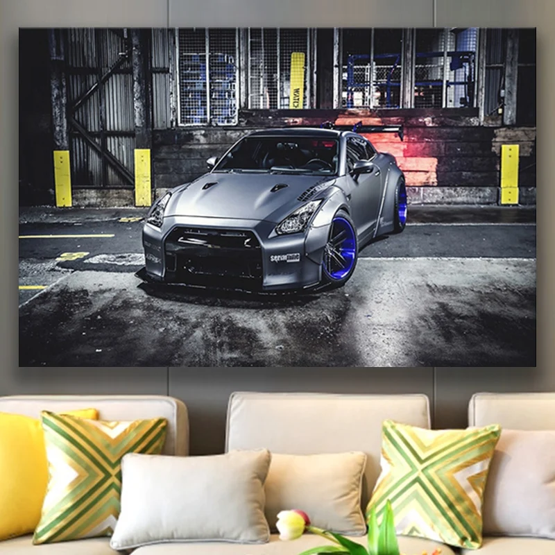 

Home decor modern JDM modified Nissan GTR supercar posters and prints canvas painting living room decoration frameless