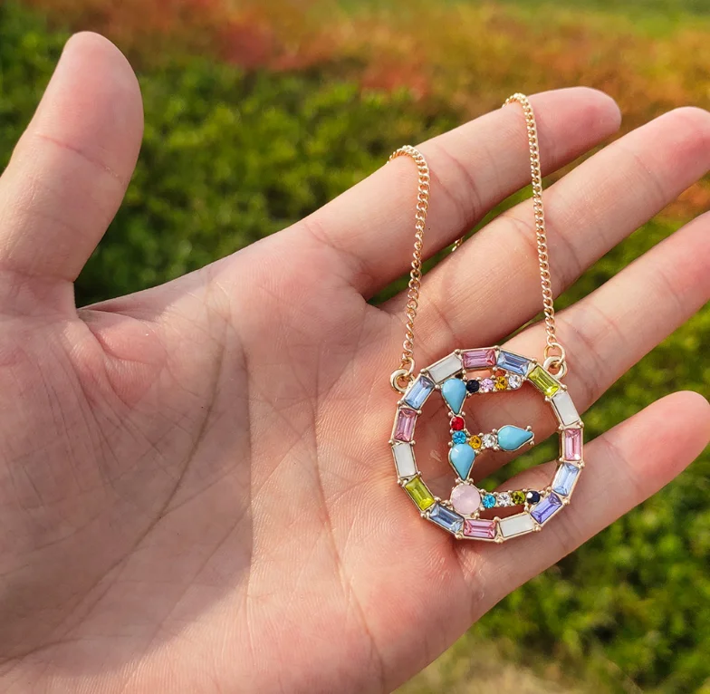 Лидер продаж ожерелье с кулоном из золотого циркония женское Радужное колье