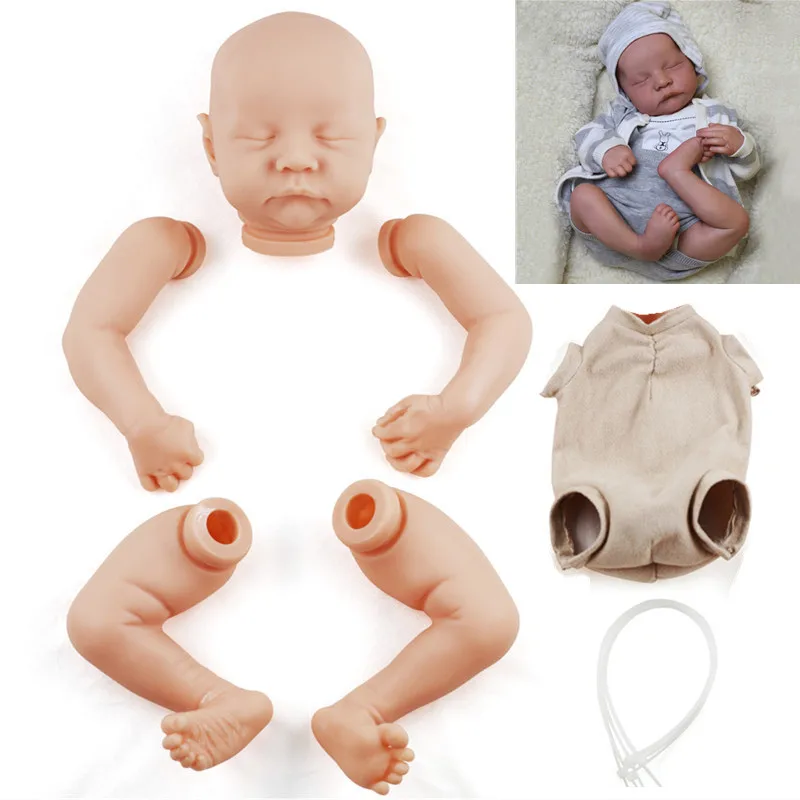 

Bebe Reborn Baby Doll 17 дюймов Reborn Baby Doll в виде новорожденного малыша, Леви винил Неокрашенный Незаконченный кукла Запчасти DIY пустой кукольный компл...