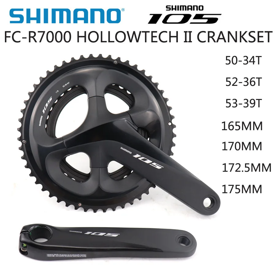 Шатун SHIMANO 105 FC R7000 HOLLOWTECH II 2x11S 50 34T 52 36T 53 39T 170 мм 172 5 175 шоссейный велосипед
