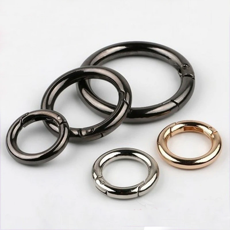 

30Pcs Zinc Alloy Plated Gate Spring O-Ring Buckles Clips Carabiner Purses Handbags Round Push Trigger Snap Hook Spring Gate Ring