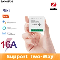smatrul tuya zigbee smart light switch module mini 16a 220v 110v automation diy breaker can 2 way control for alexa google home
