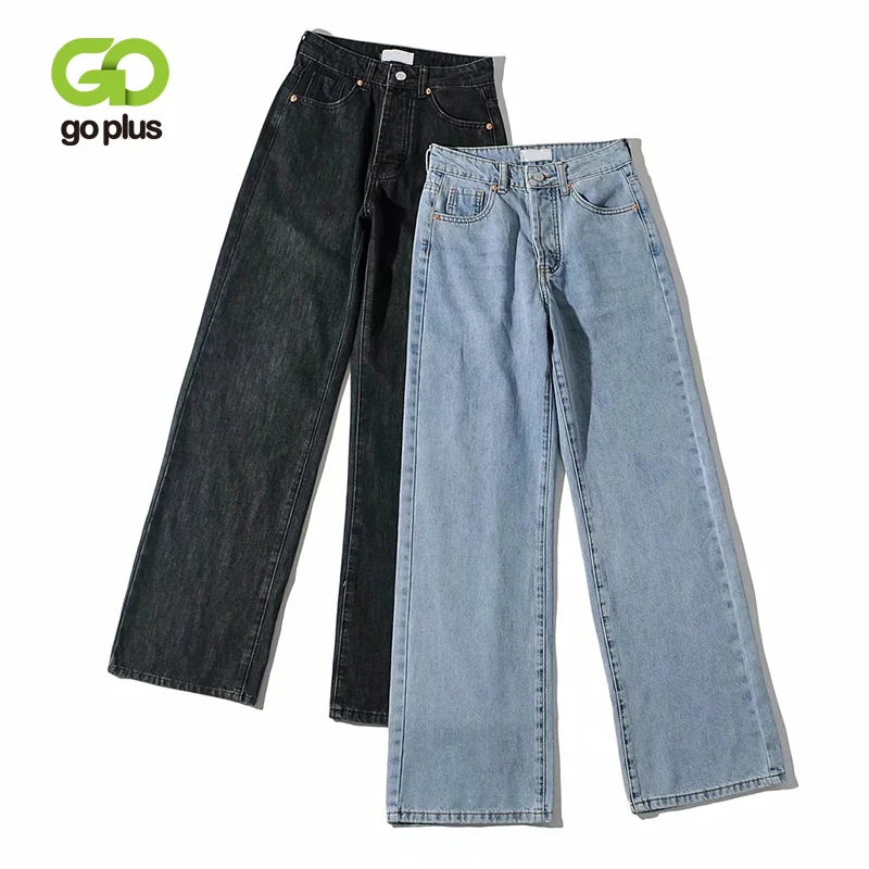 

GOPLUS Jeans Wide Leg Pants Mom Jean Boyfriend Jeans Streetwear Woman High Waist Blue Denim Trousers Pantalon Pour Femme C11619