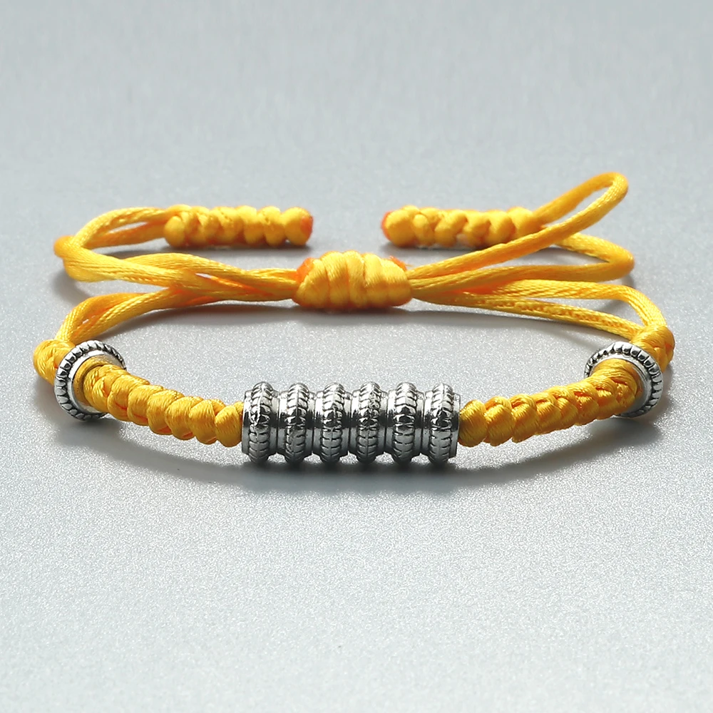 Тибетский плетеный браслет с бусинами золотого цвета красная и Черная веревка