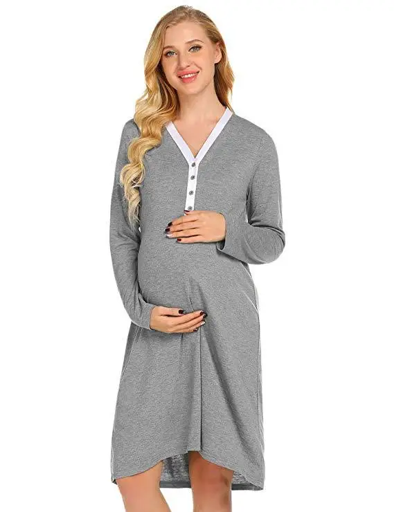 

Maternity clothing spring and summer explosion V-neck color matching long-sleeve breastfeeding pregnant confinement clothes