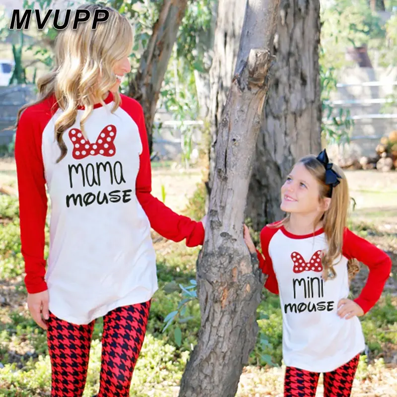 Daddy mama mini mouse Семейные комплекты мама и дети я девочка мальчик милый мультфильм