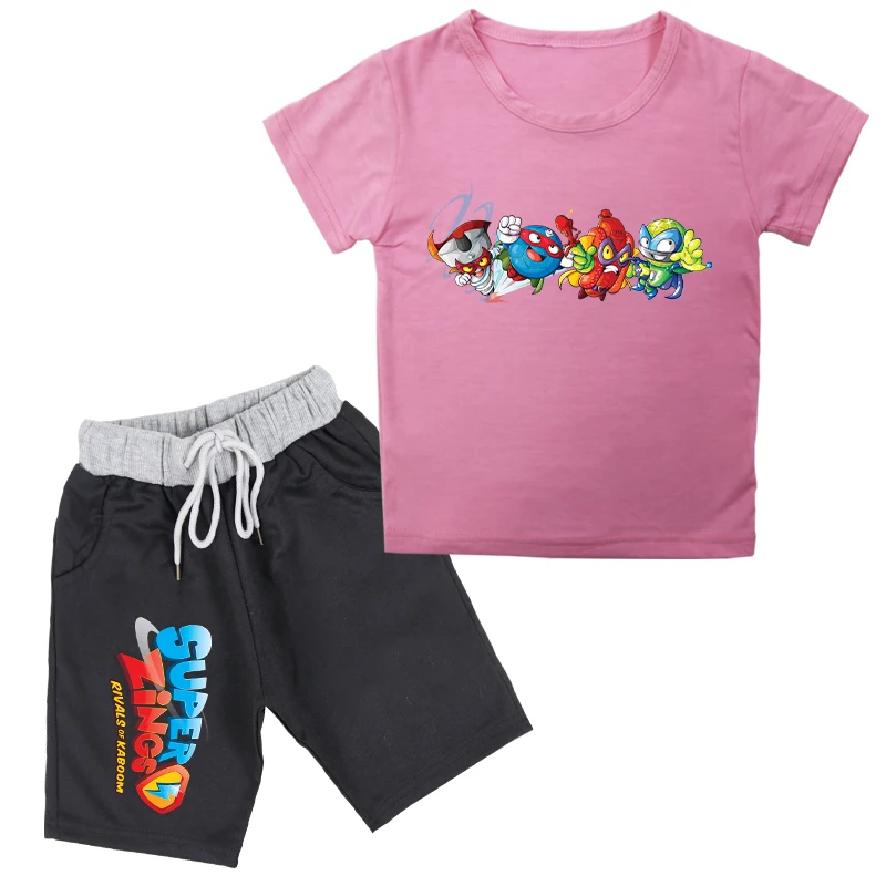 

Kids Game Super Zings Short Sleeve Shorts Suit Beautiful Hot Sale Boys Girls Cotton Child T Shirt Casual Suit Children Tee Tops