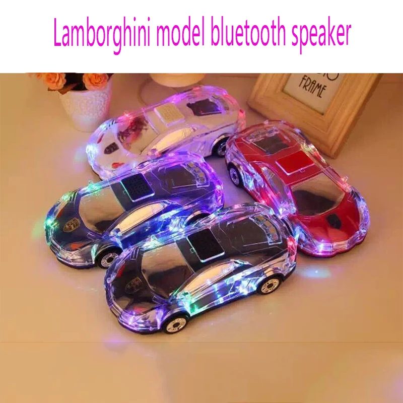 

Crystal Lamborghini Model Bluetooth Speaker Wireless LED Light Stereo Sound Creative Gift Subwoofer Support TF Card Radio