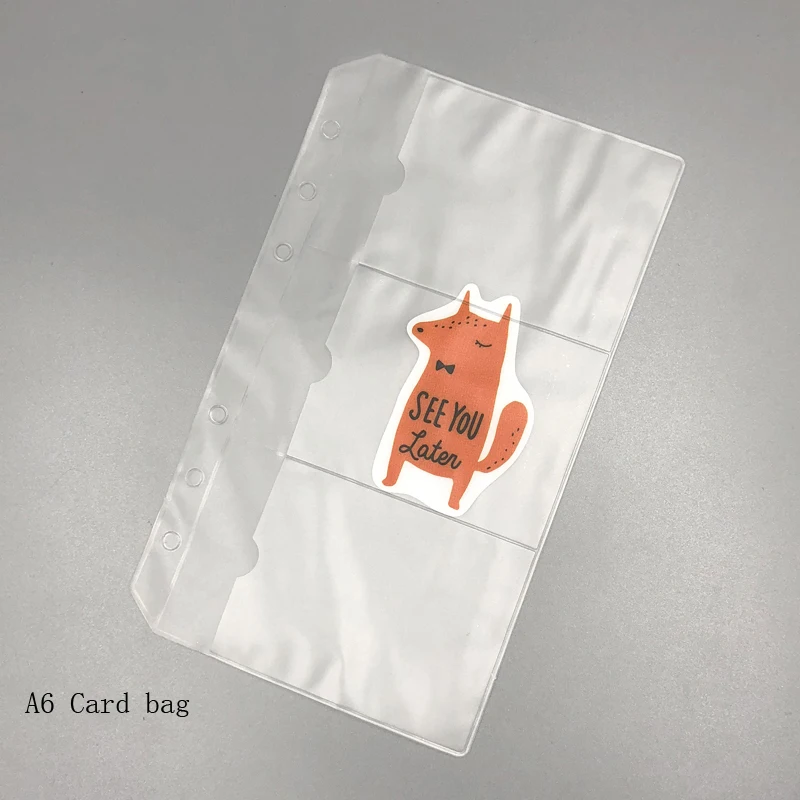 A6 card fox Fromthenon милый блокнот сумка для хранения прозрачный ПВХ сумки на молнии аксессуары для планировщика для Filofax 6 отверстий мешочек дневник канцелярские принадлежности - Цвет: A6 card fox