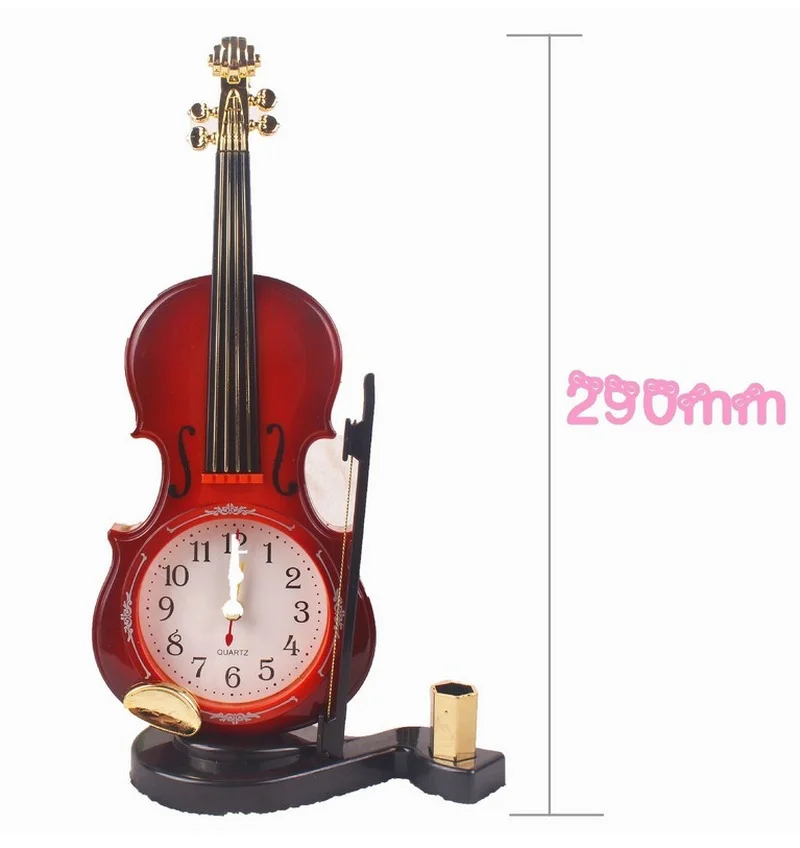 violin electronic alarm clock office desk decoration ornaments affordable european decor desktop alarm clock pen holder free global shipping