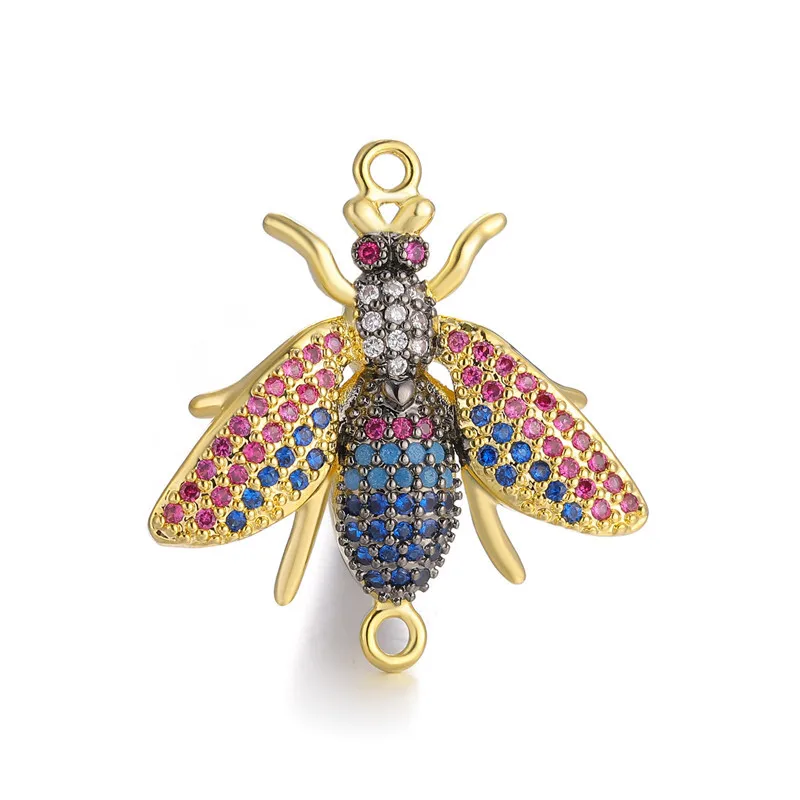 

DIY High-grade Color Zircon Accessories Copper Quality Insect Bee Connector Hanging DIY Jewelry Clothing Accessories