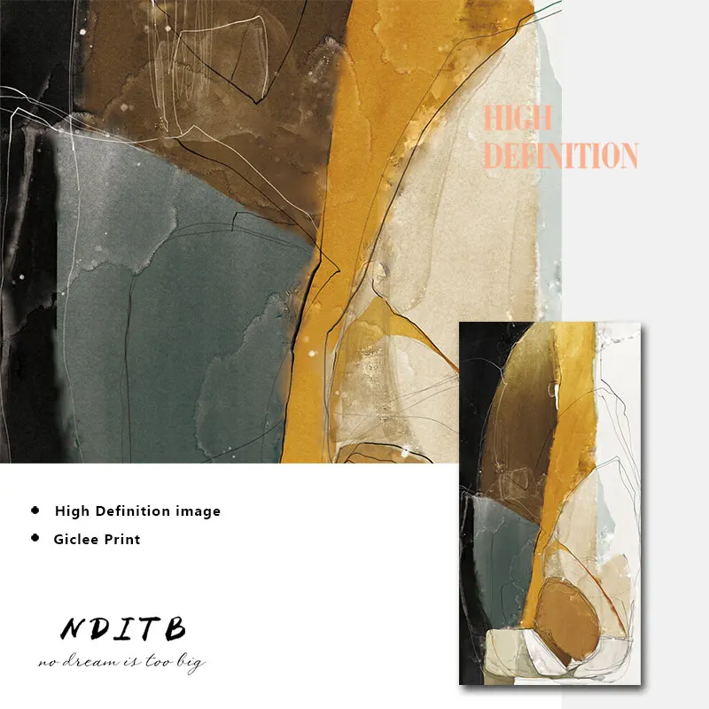 Желтый геометрический абстрактный холст плакат с принтом Современная Настенная