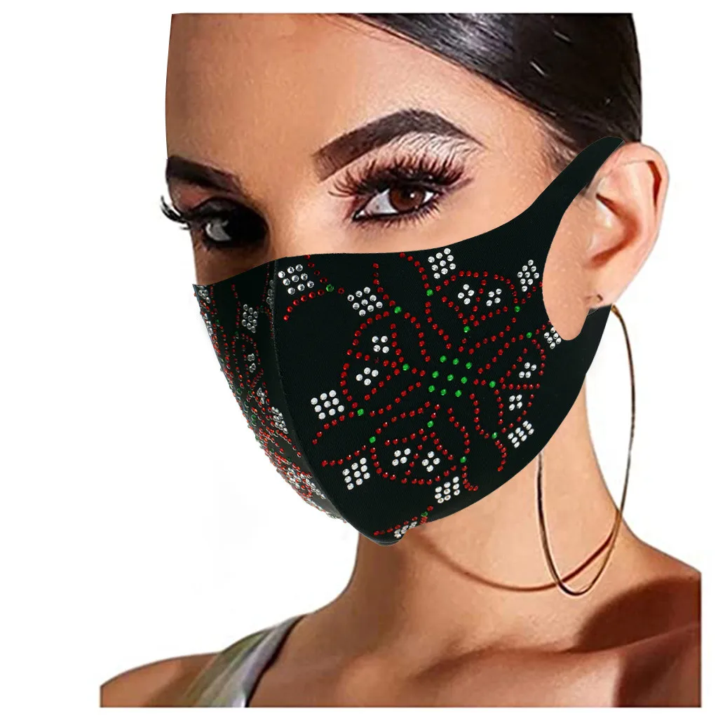 

Cotton Washable Reusable Face Mask Fashion Breathing Adult Rhinestone Printing Mask Mouth Mask With Design Masque Masks