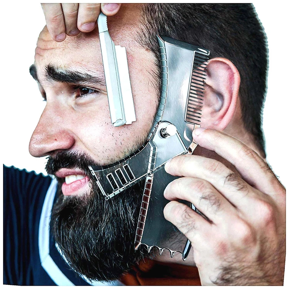 

5 In 1 Men Beard Shaping Styling Template Comb Rotatable Men's Beards Combs Beauty Tool For Hair Beard Trimming Moustache Comb