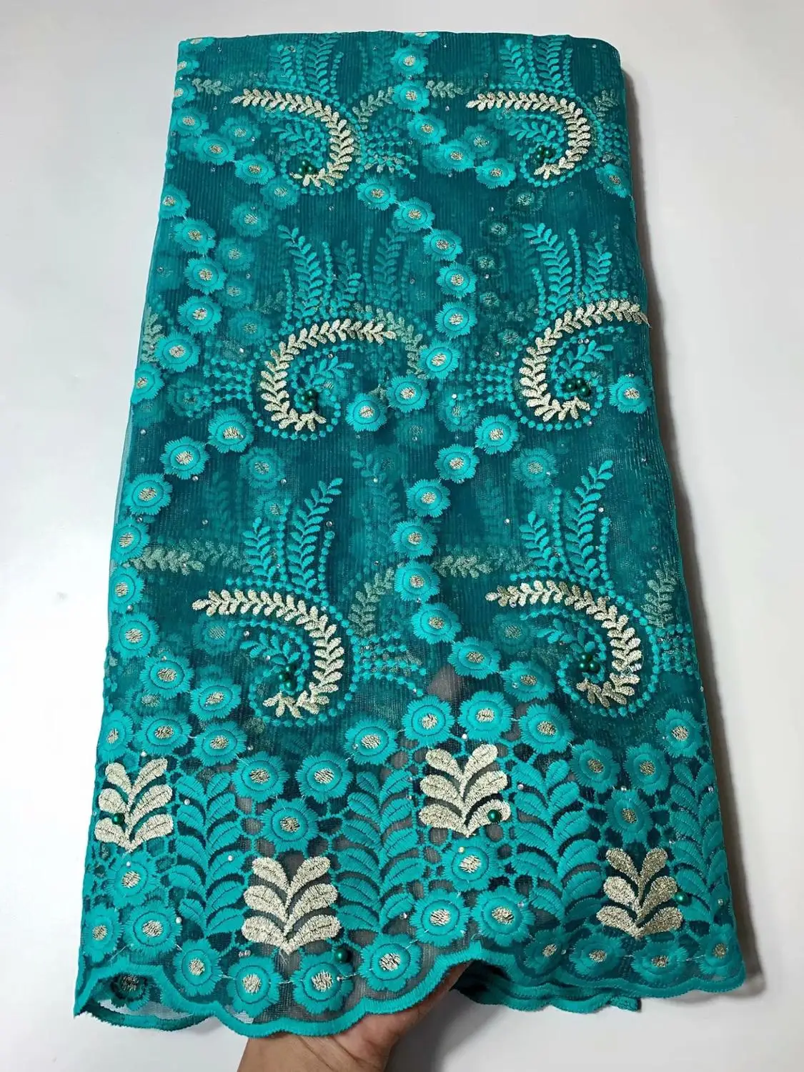 Высокое качество 3D цветок Африканские кружева ткани новейшая нигерийская